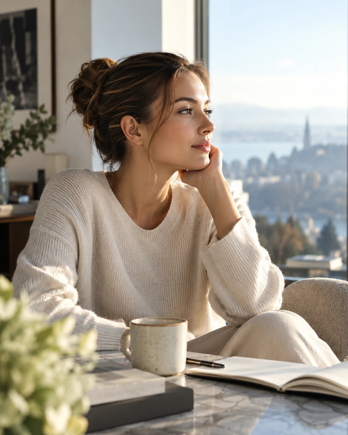 A quiet morning by the window, lifestyle illustration